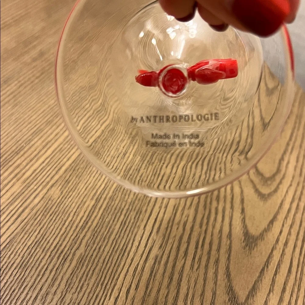 Anthropologie Glass with Red Bow Detail - Picture 2 of 4